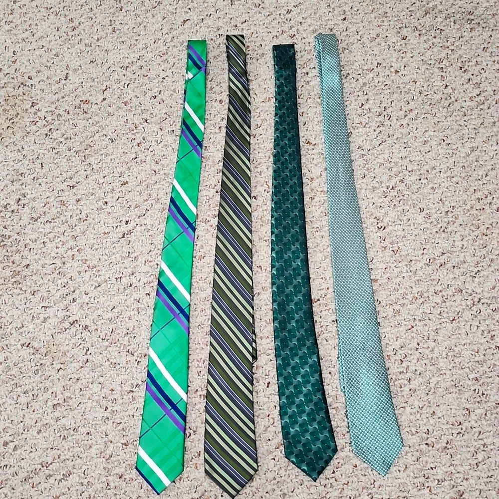 4 Ties in Various Green patterns